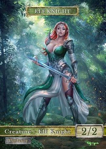 Elf Knight Token (Green and White 2/2)