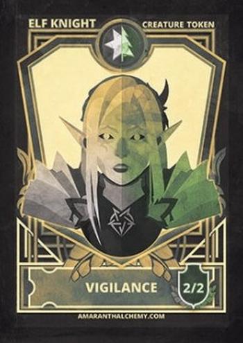 Elf Knight Token (Green and White 2/2)