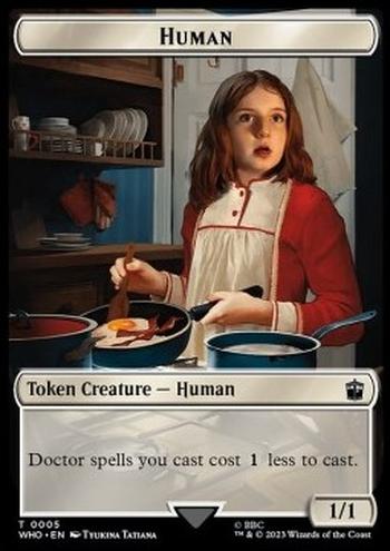 Human Token (W 1/1 Doctors Cost 1 Less) // Alien Salamander Token (G 2/2)