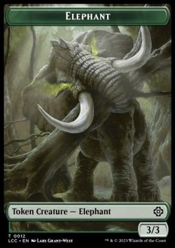 Elephant Token (G 3/3) // Dinosaur Token (G 3/3 Trample)