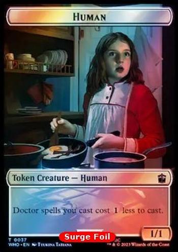 Human Token (W 1/1 Doctors Cost 1 Less) // Alien Salamander Token (G 2/2)