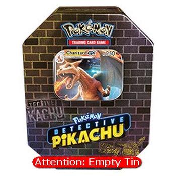 Empty Detective Pikachu Tins: Charizard GX Tin